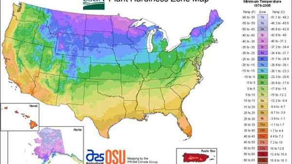 Mapa da zona de resistência vegetais do USDA