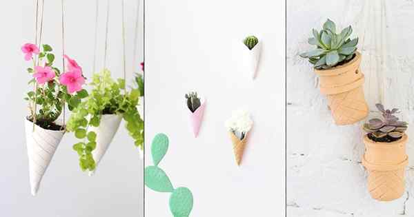8 adoráveis ​​plantadores de cone de sorvete de bricolage para jardineiros de amantes de sorvete